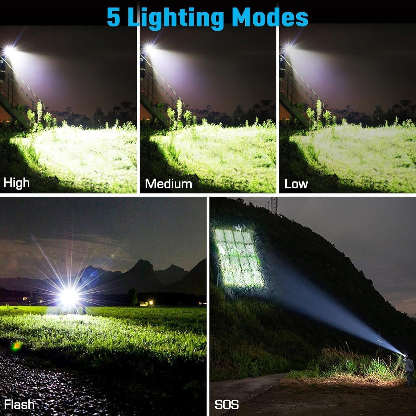 ANKRA Rechargeable Flashlight 990000 High Lumens，Powerful LED Tactical Flashlight XHP70.2 with 5 Modes & Zoomable & IPX7 Waterproof, Brightest Flashlight for Outdoor Camping, Hiking, Home(2 Pack)