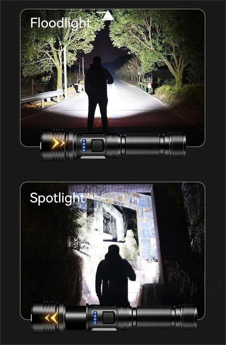 Rechargeable LED Flashlights High Lumens Super Bright Powerful 6800mAh Battery Super Bright Tactical Flashlight 7Modes with COB Work Light Waterproof Powerful Magnet