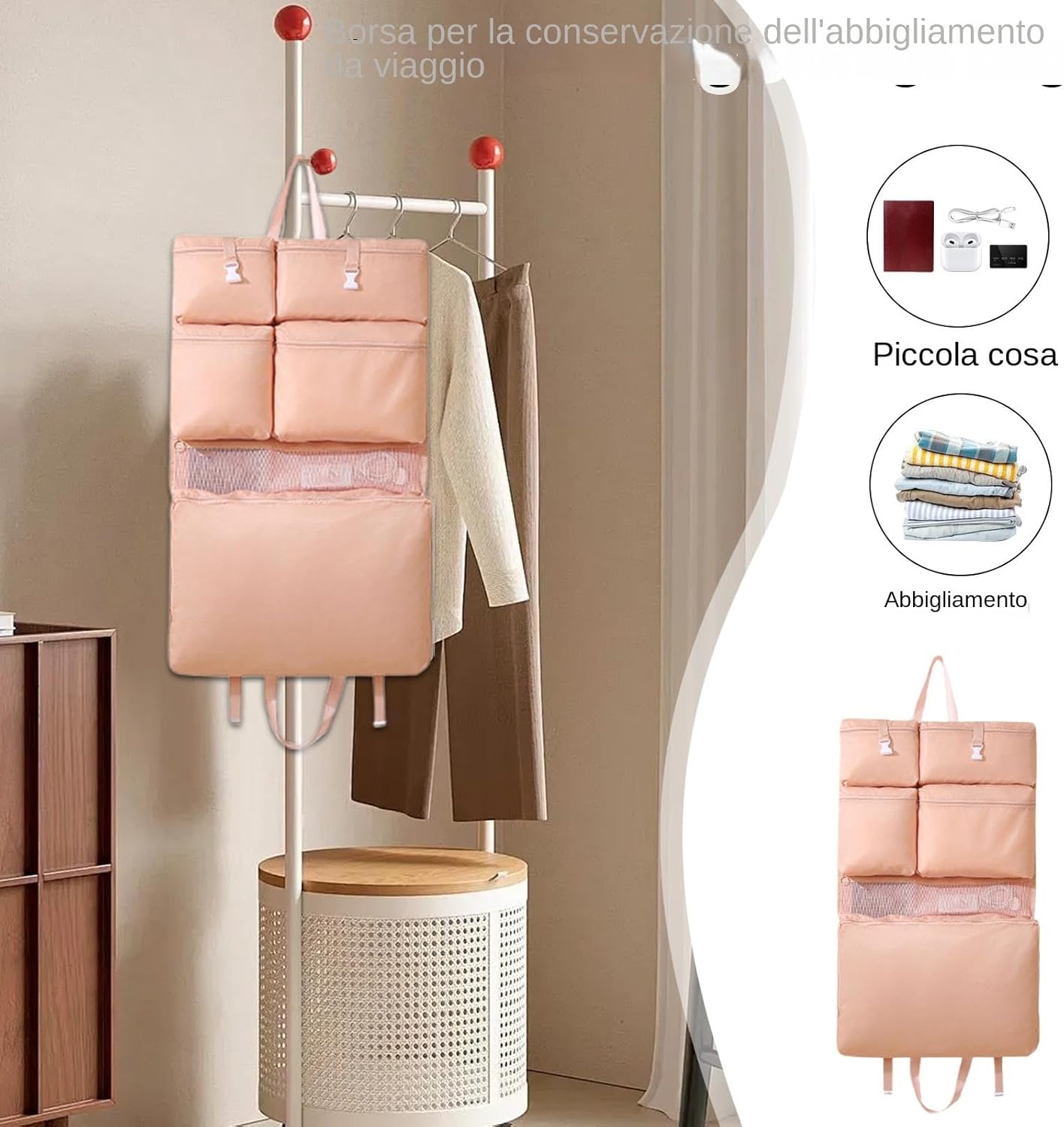 Ungtyb Travel Clothing Storage Bag, Luggage Organiser Bags, Lightweight Travel Bag, Wall Mount Organiser with Lightweight and Portable Design for Lightweight Packing and Home Organization