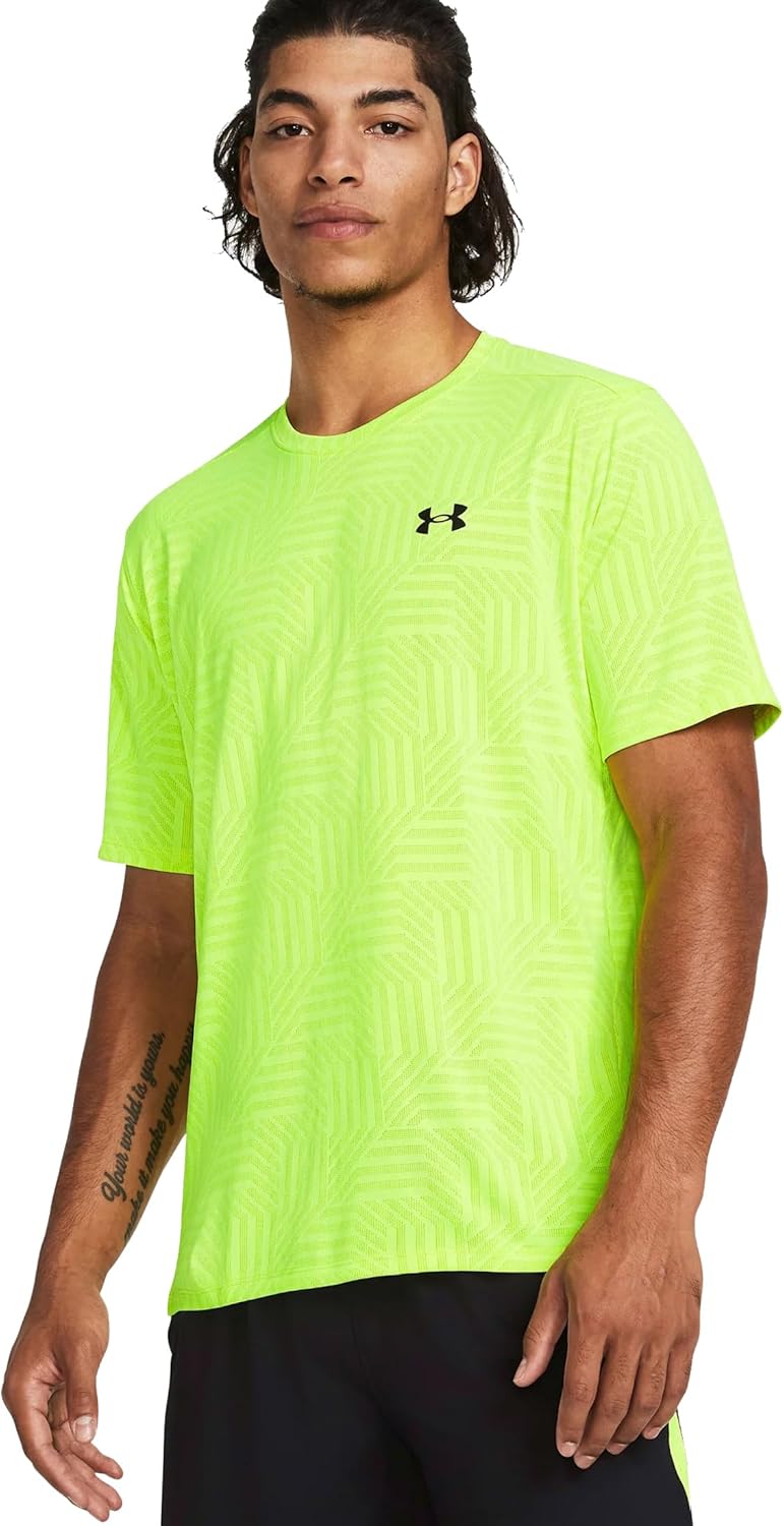 UNDER ARMOUR UA Tech Vent P24 Yellow Breathable Fitness Crew Neck T-Shirt, High Vis Yellow, S