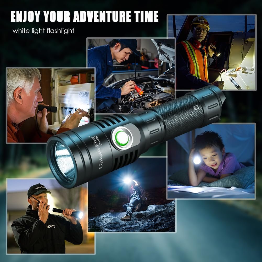 UniqueFire Portable Tactical Mini Flashlight, 1602 3 Modes LED Flashlight 3600 High Lumen Duty Torch Light, Bright Small Flash Light for Hiking,Camping, Emergency