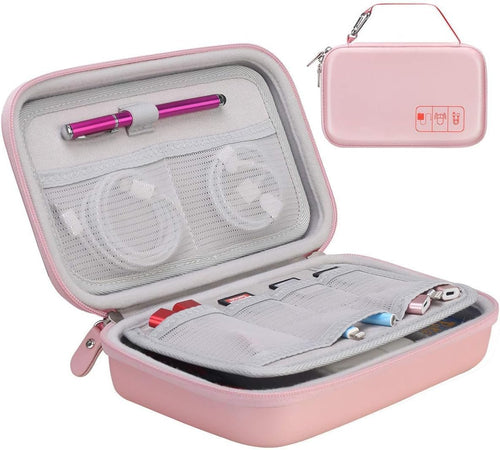 Canboc Portable Travel Case for MacBook Power Adapter, Apple Magic Mouse 2, Apple Pencil, USB Flash Disk, SD Card, iPhone ipad Chargers and Small Electronics Accessorie Cable Organizer Bag, Rose Gold