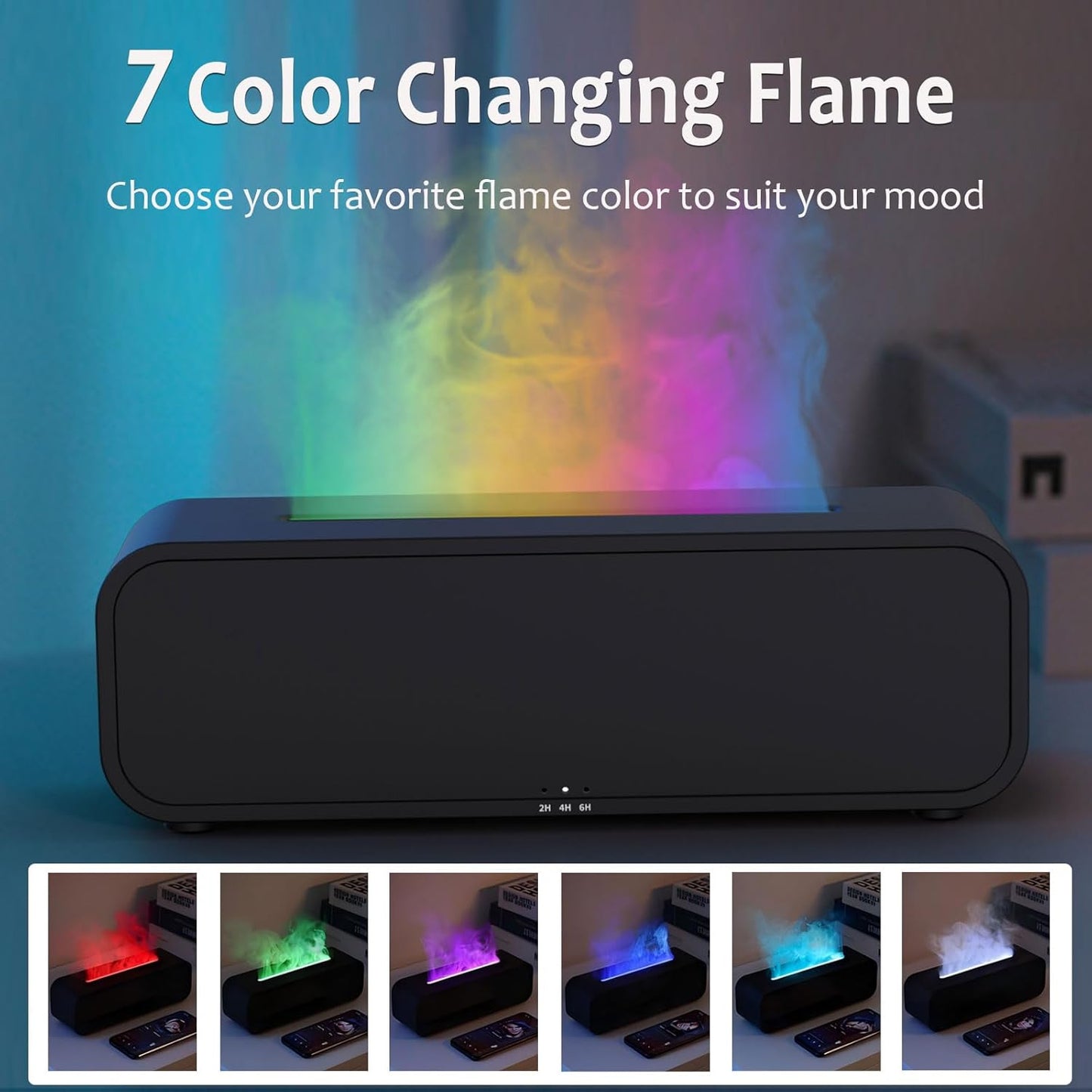 Essential Oil Diffusers, 250ML Diffusers for Home, Flame Ultra-Quiet Aroma Diffuser, Ultrasonic Aromatherapy Diffuser with Auto-Off, Timeable for Bedroom, Home, Office