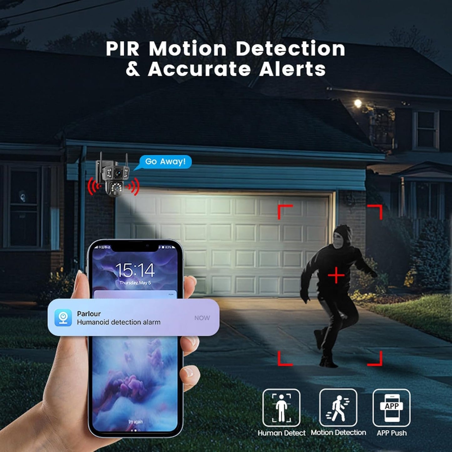 4K Security Camera with Solar Panel, WiFi 4G, Dual Lens, Color Night Vision, 2 Way Talk, 360Â° Pan 90Â° Tilt, Auto Tracking, Motion Detection, 8000mAh for Outdoor Use