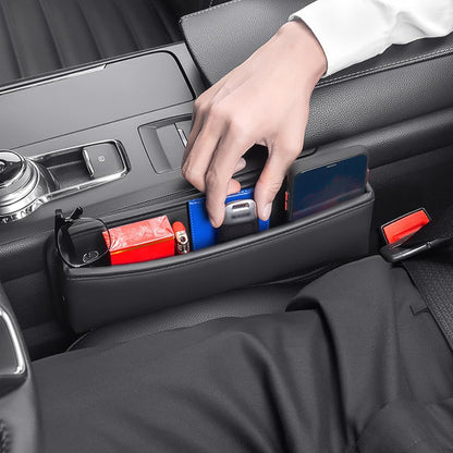 2 Pack Car Seat Gap Organizer, Leather Car Front Seat Gap Filler Car Seat Storage Bag for Phone/Keys/Cards, Car Center Console Side Pockets Gap Stop Things Pads, Car Interior Accessories for Sedan SUV
