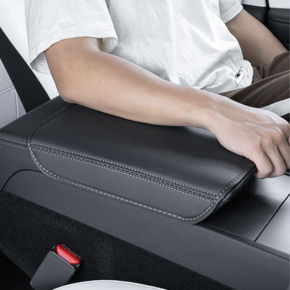 Armrest Box Cover for Tesla Model 3 Highland Model Y 2024-2017, PU Leather Center Console Arm Rest Anti-Scratch Protector Pad, Non-Slip Interior Accessories for Tesla Model 3 2024 (Black #A)