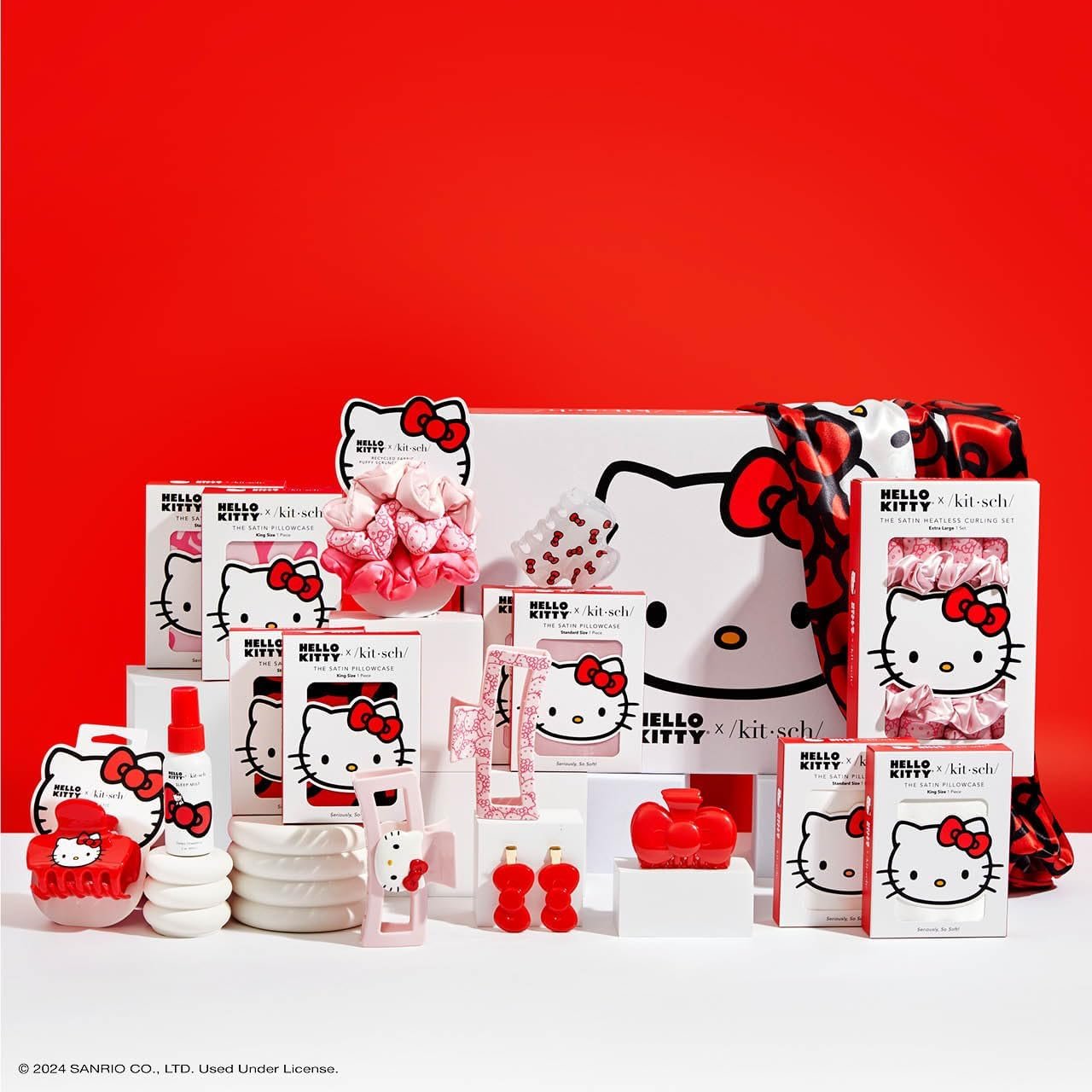 Hello Kitty x Kitsch Creaseless Hair Pins - No Crease Hair Clips for Makeup | No Bend Hair Clips for Styling | Stylish Makeup Hair Clips & Hair Styling Clips | Pin Curl Clips for Hair, 2pc Set