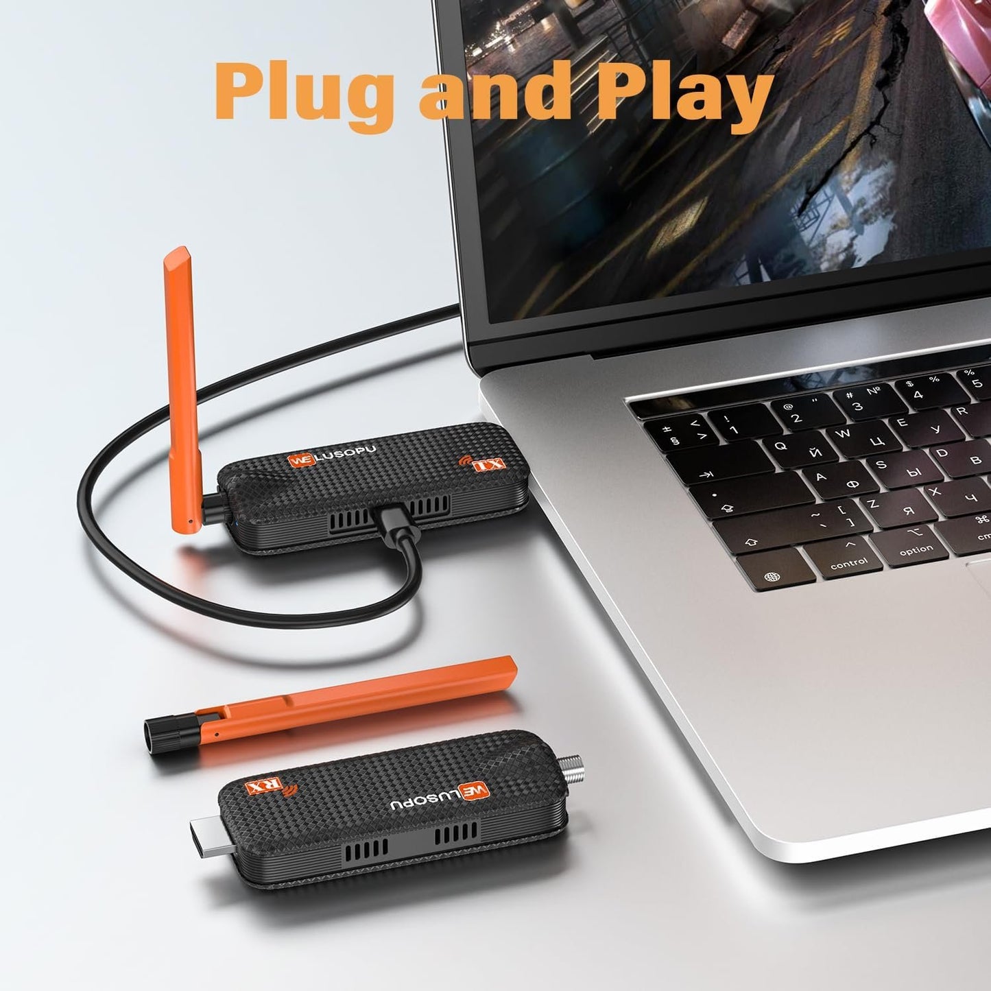 Wireless HDMI Transmitter and 2 Receivers, Support Up to 6 Receivers, 5.8G WELUSOPU HDMI Wireless Extender Streaming Content for PC Laptop Camera Cable Box to Multiple TVs Monitors Projectors -165FT