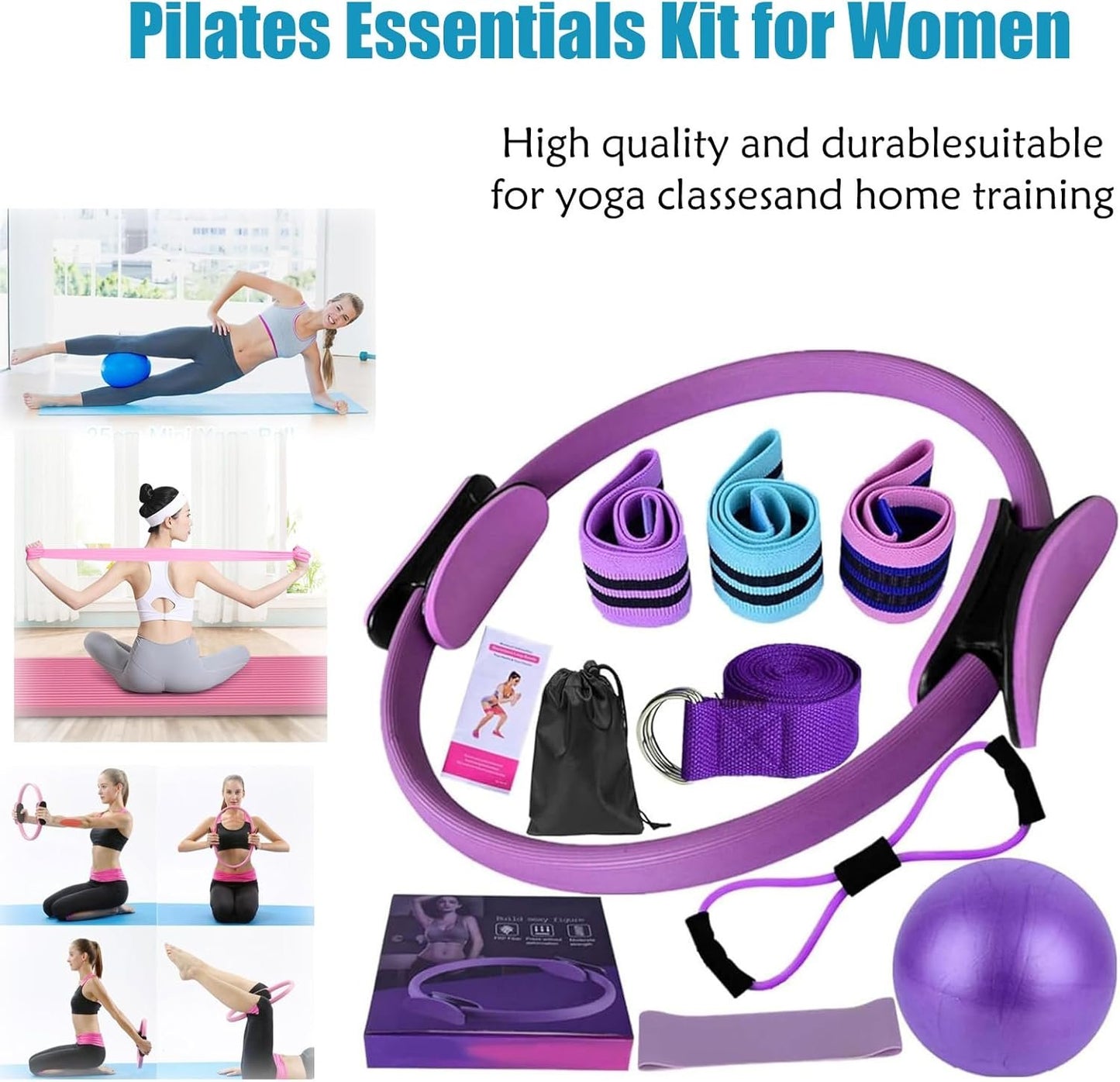 Pilates Essentials Kit for Women,Better Me Pilates Kit,Pilates Rings Booty Bands Yoga Ball,Yoga Sets for Women - Complete Set of 11 Accessories,Pilates Equipment for Home Workouts