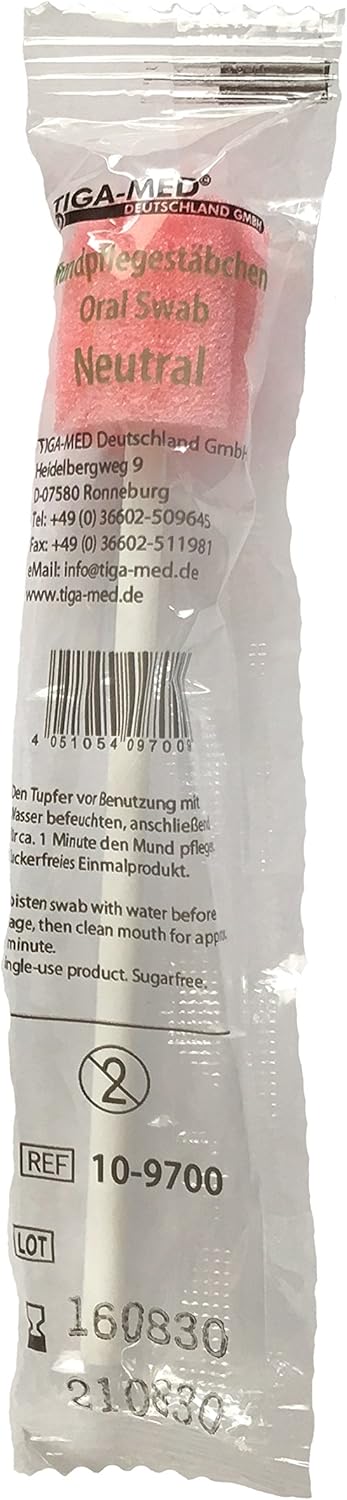 Tiga-Med Mouth Care Cotton Swabs with Neutral Taste for Oral Hygiene/Box with 250 Pieces Each Packaged Individually and Hygienically by Tiga-Med
