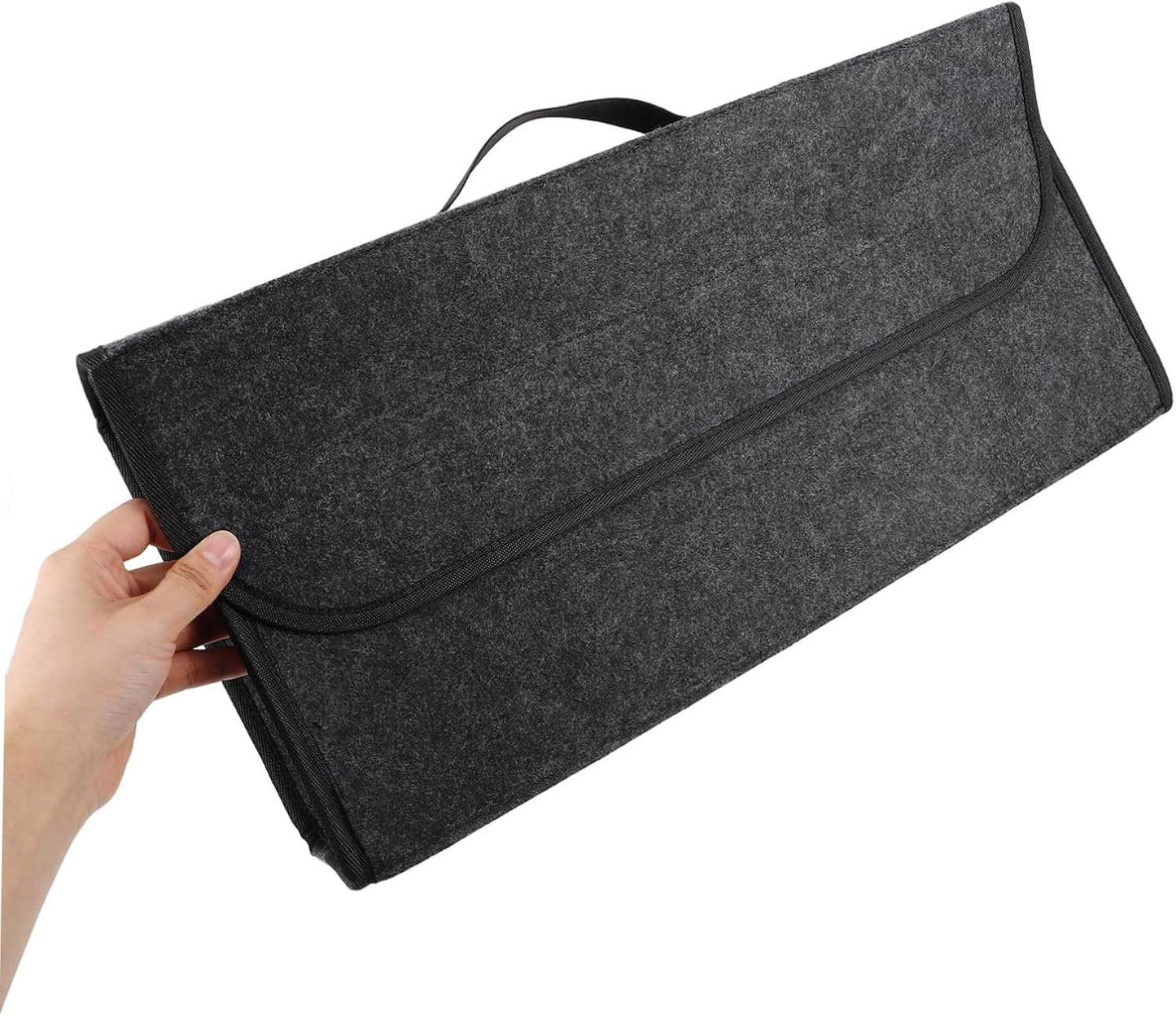 Gatuida Collapsible Car Trunk Organizer with Lid Felt Storage Box for Suv Auto Trunk Organizer with Multiple Compartments for Groceries and Tools Stylish Design