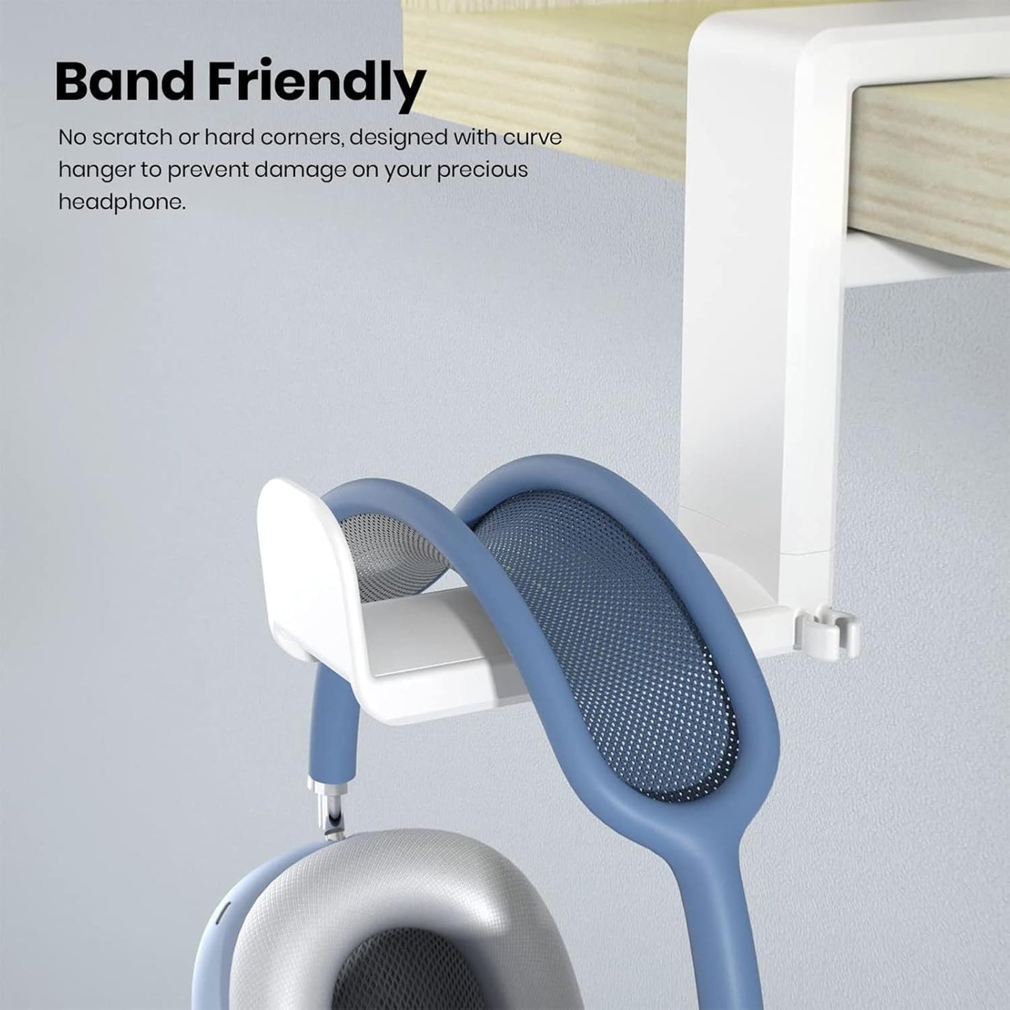 Headphone Headset Headphones Stand Holder Hook Hanger Office Gaming Under Desk Accessories Organizers Adjustable, White