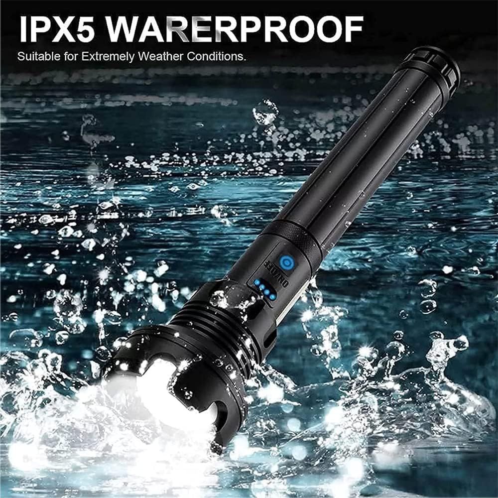 MROWCA Mattibom Flashlight, 90000 Lumen Flashlight, Rechargeable Tactical Laser Flashlight 90000 High Lumens, Super Bright Powerful Flashlights, IPX5 Waterproof
