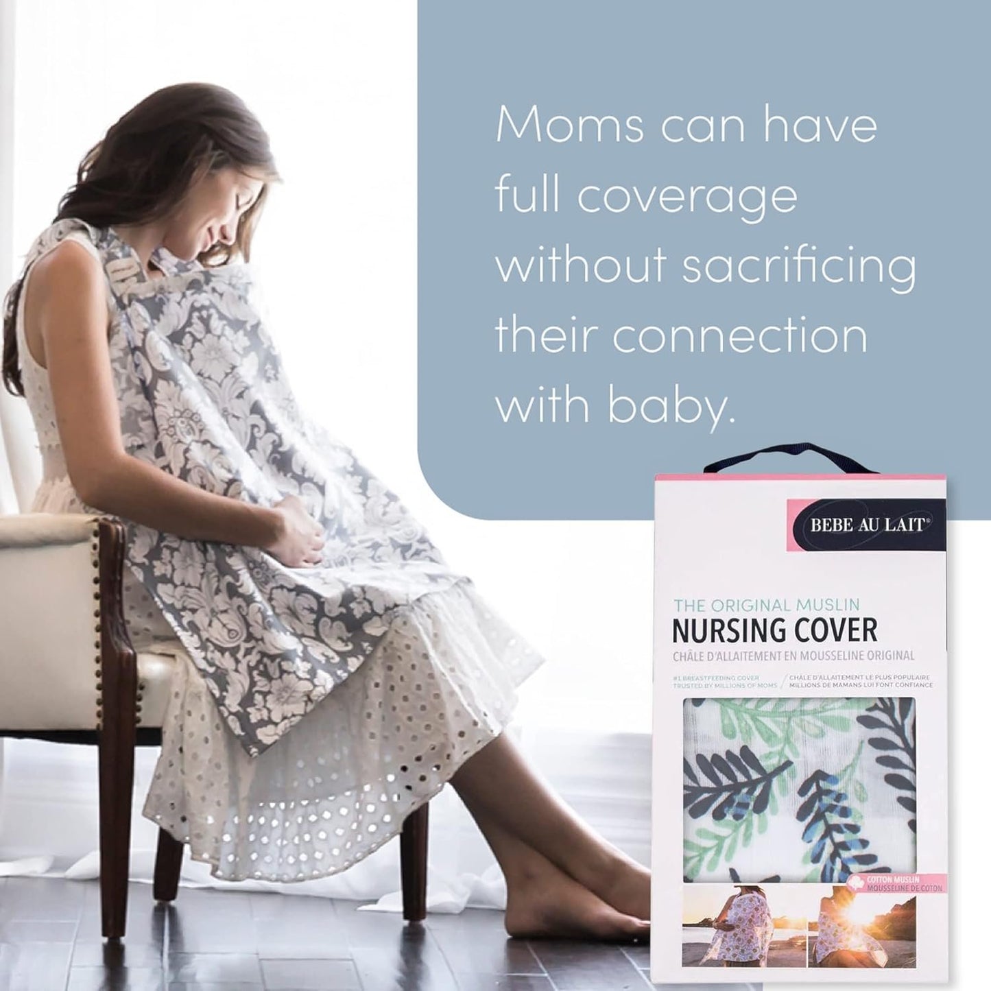 Bebe au Lait Nursing Cover, Apron, Shawl, Privacy Covers for Breast Feeding & Pumping, Breastfeeding Cover for Mom, Soft, & Breathable Muslin Cotton, Full Coverage, One Size Fits All - Athens