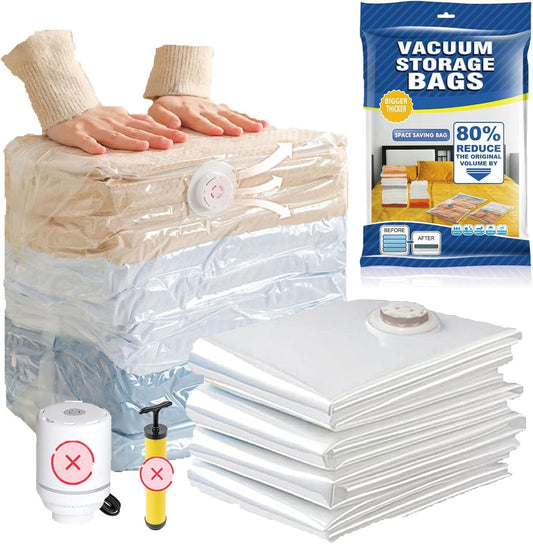 4-Pack Heavy-Duty Vacuum Storage Bags, No Pump Needed Space Saver Bags,luggage packing organizers - Extra Thick 3D Compression Bags for Travel, Home, Moving, Clothes, Bedding (Jumbo)