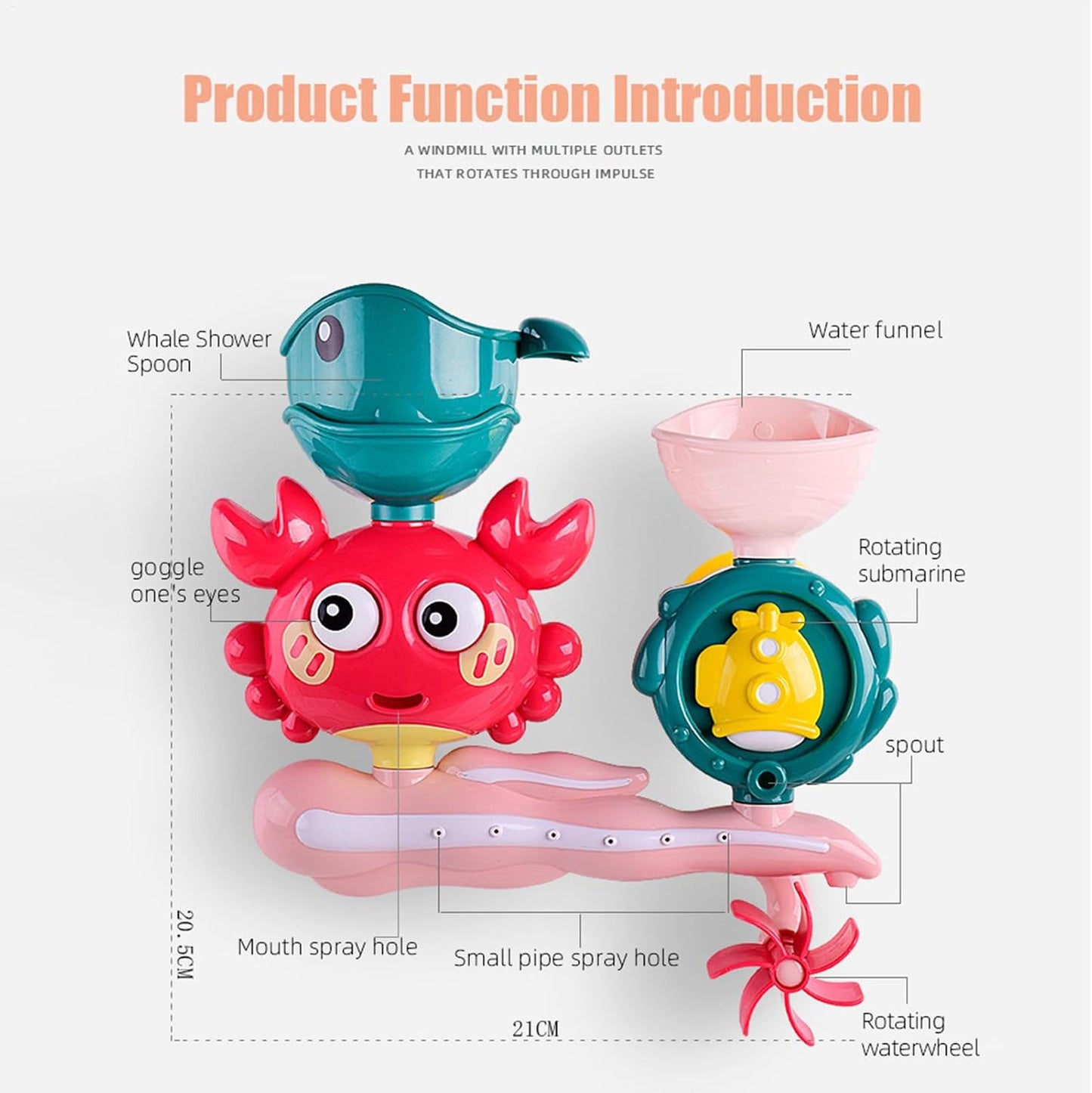 Suction Bath Toys, Shower Water Toys, 8.27x8.07x3.15 Inches Heavy Duty Colorful Multipiece Set, Bathtub Fun Cup Play for Beach, Pool and Entertainment Kids Bathroom