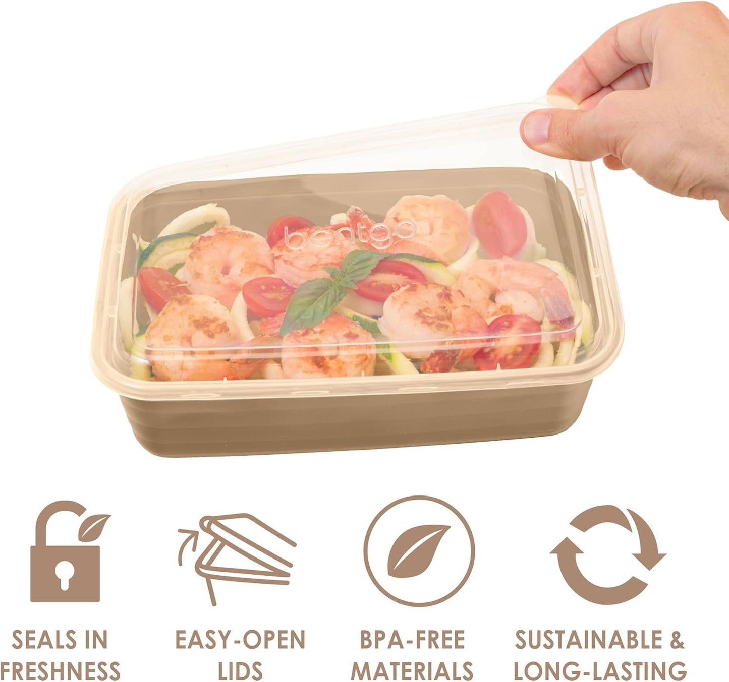 Bentgo Prep 1-Compartment Meal-Prep Containers with Custom-Fit Lids - Microwaveable, Durable, Reusable, BPA-Free, Freezer and Dishwasher Safe Food Storage Containers - 10 Trays & 10 Lids (Gold)