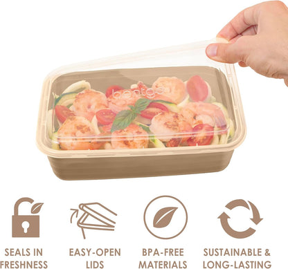 Bentgo Prep 1-Compartment Meal-Prep Containers with Custom-Fit Lids - Microwaveable, Durable, Reusable, BPA-Free, Freezer and Dishwasher Safe Food Storage Containers - 10 Trays & 10 Lids (Gold)