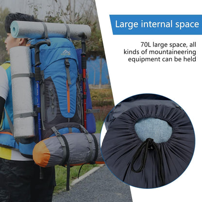 Kingsea 70L Large Camping Hiking Backpack With Waist Belt, Lightweight Nylon Trekking Waterproof Rucksack For Men Women Mountain Climbing, Travel, Outdoor Sports Backpacking Gear