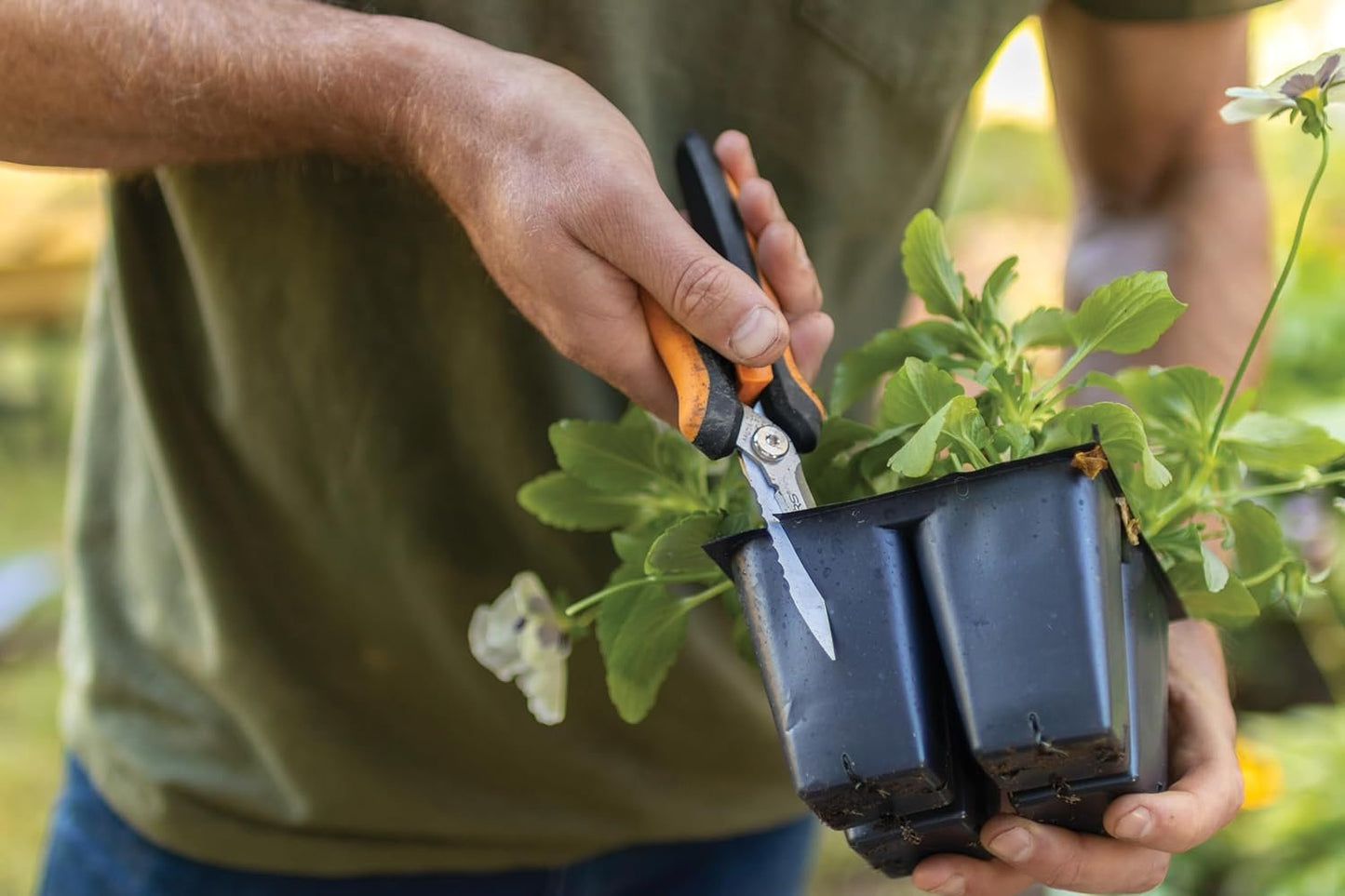 Fiskars Pruning Shears for Gardening, Multipurpose 8" Garden Shears with Sheath and SoftGrip Handle, Great for Cutting Nursery Pots, Bags, and Wire