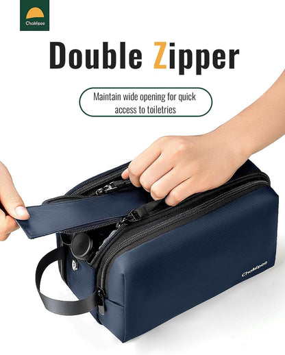 Chakipee Toiletry Bag for Men, Travel Toiletries Organizer Dopp Kit Waterproof Shaving Bag for Toiletry Accessories, Lightweight Cosmetic Bags with Zippers, Bathroom Essentials (Blue)