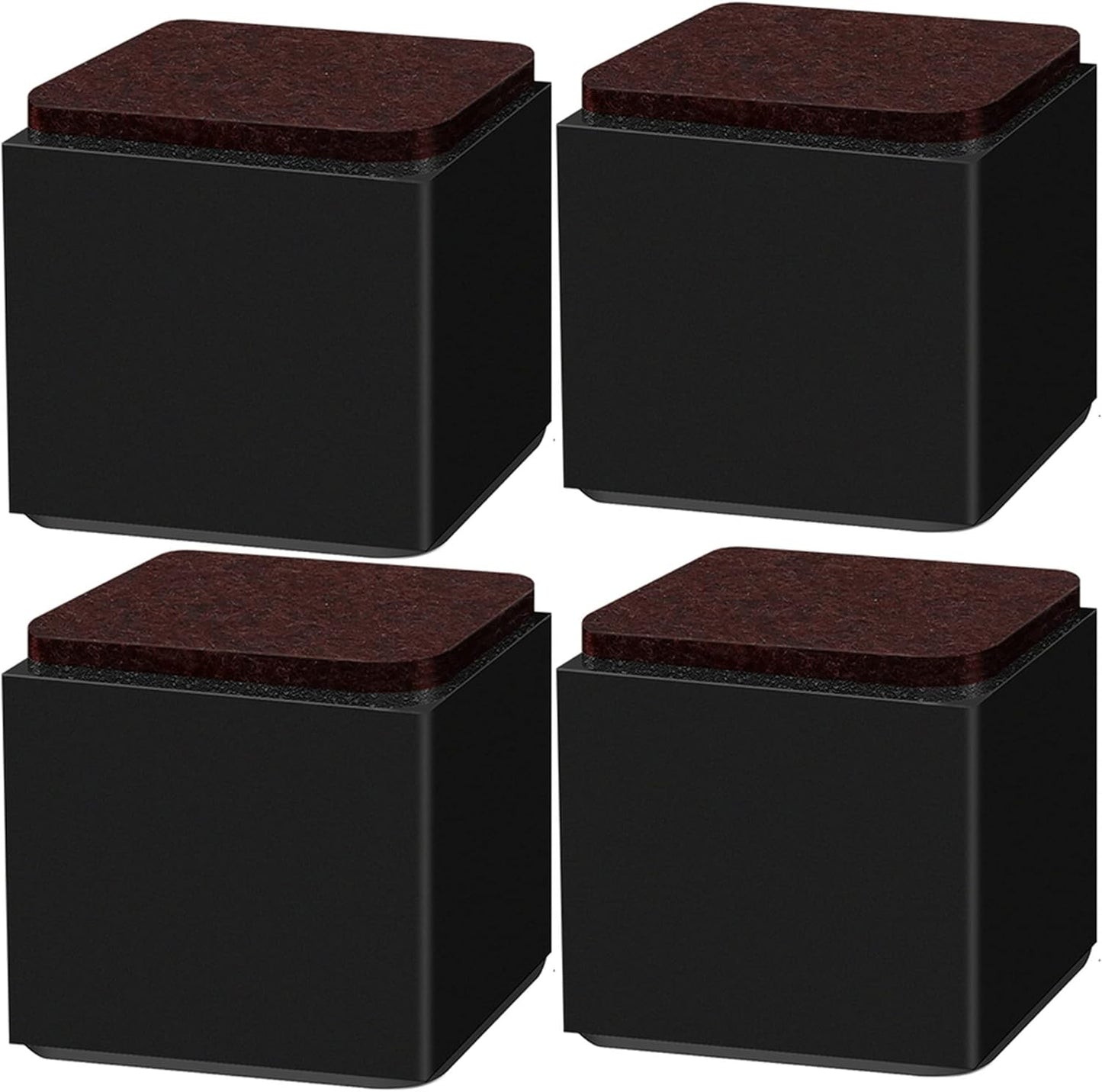 BRUIQIM 2inch Lift Furniture Risers Carbon Steel Bed Risers, Self-Adhesive Bed Riser, Table Riser, Sofa Riser, 4 Pcs Heavy Duty Bed Riser Lifts Adds 2" Height Supports to 5000 LBs (Square, Black)