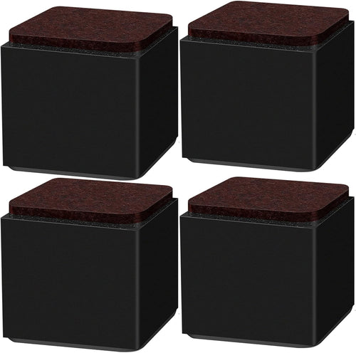 BRUIQIM 2inch Lift Furniture Risers Carbon Steel Bed Risers, Self-Adhesive Bed Riser, Table Riser, Sofa Riser, 4 Pcs Heavy Duty Bed Riser Lifts Adds 2" Height Supports to 5000 LBs (Square, Black)