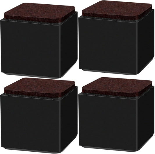 BRUIQIM 2inch Lift Furniture Risers Carbon Steel Bed Risers, Self-Adhesive Bed Riser, Table Riser, Sofa Riser, 4 Pcs Heavy Duty Bed Riser Lifts Adds 2" Height Supports to 5000 LBs (Square, Black)