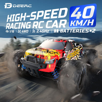 DEERC RC Cars 9310 High Speed Remote Control Car for Adults Kids 30+MPH, 1:18 Scales 4WD Off Road RC Monster Truck,Fast 2.4GHz All Terrains Toy Trucks Gifts for Boys,2 Batteries for 40Min Play