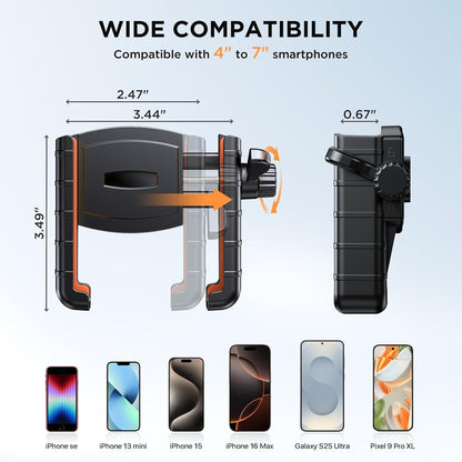 Miracase Bike Phone Holder, [Support Video Recording] Motorcycle Phone Mount, [Quick Lock] Bicycle Phone Mount Handlebar Cell Phone Clamp for Scooter, Friendly Compatible with iPhone Samsung Orange