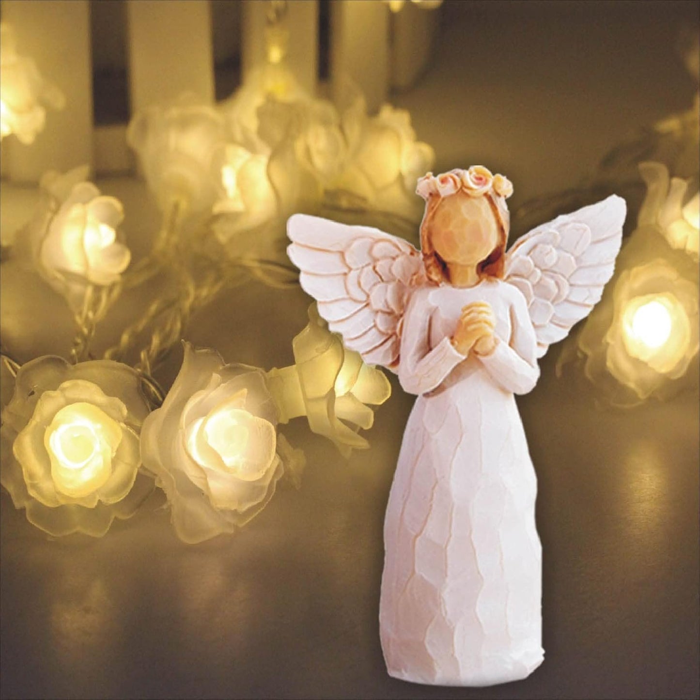 BeLifer Praying Angel Figurine Hand Craved Guardian Angel Sculpture Surrounded by Love Sympathy Gift of Encouragement Women Present Home Decor Ornament
