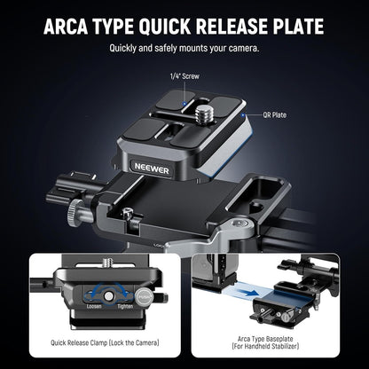 NEEWER V Mount Battery Plate with Arca Type Quick Release Plate, Foldable V Lock Mounting Adapter for NEEWER PS099E, Compatible with Camera Cage Video Rig Accessories DJI RS4 RS3 Gimbal, PS015 PRO