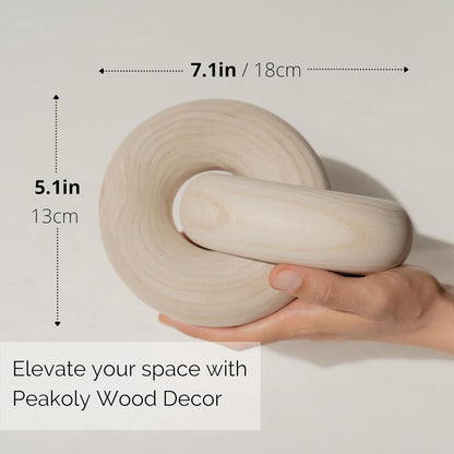 PEAKOLY Wood Knot Decor Natural - Coffee Table Sculpture, Wood Chain Link Decor, Decorative Chain, Wooden Knot, Console Table Decoration Items, Shelf Decorations, Bookshelf Decorative Objects, Beige