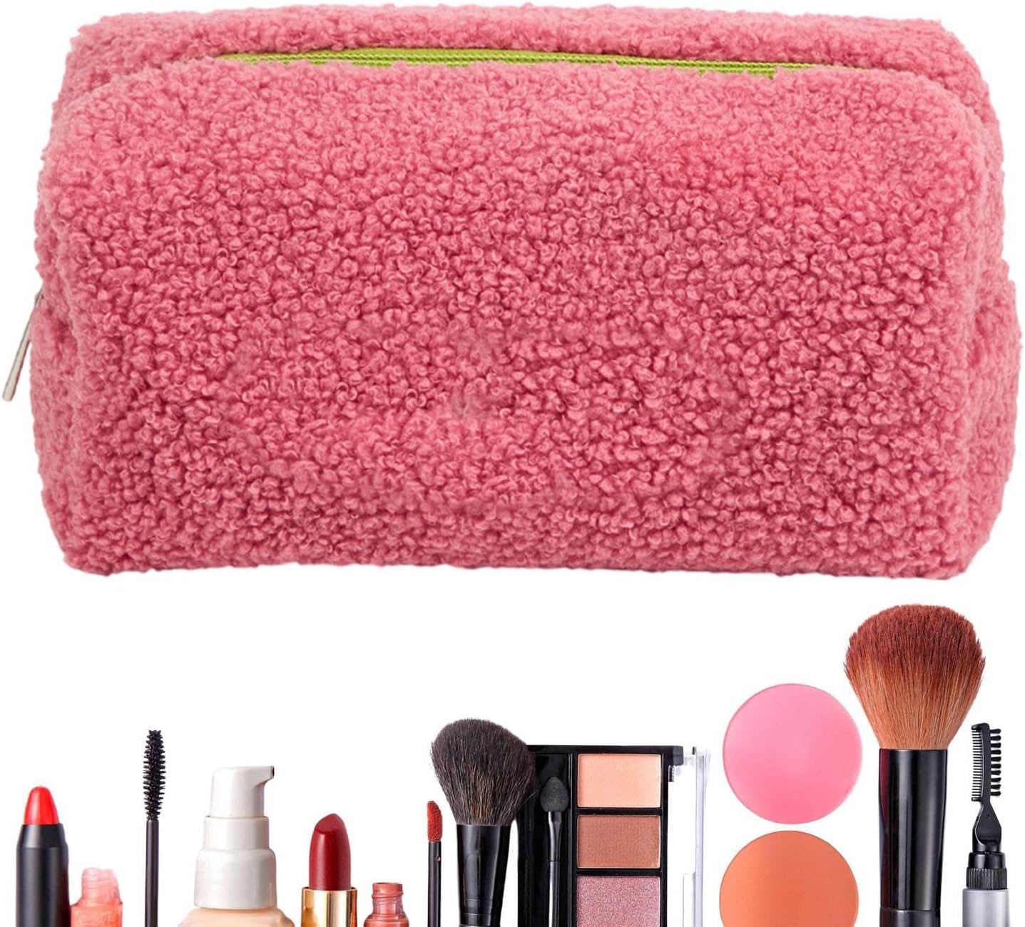 Soft Makeup Bag, Travel Toiletry Pouch, Large Capacity Cosmetic Case, Protective Beauty Organizer, Portable Storage Holder, For, Brushes, Accessories, Daily Use, Travel, pink, Please refer to