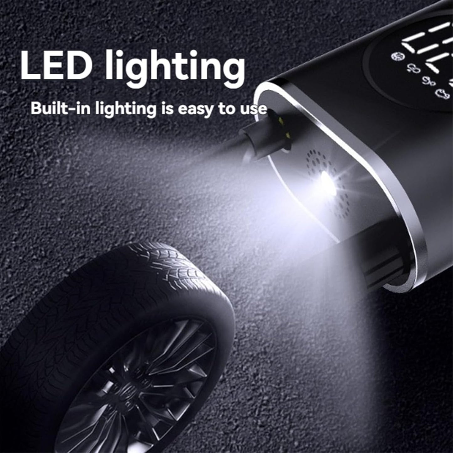 A Ircore S1 - Smart Portable Tire Inflator | Wireless Fast Air Pump, Portable Mini Air Pump, Equipped with Lighting for Car, SUV, Motorcycle, Bicycle, and Ball