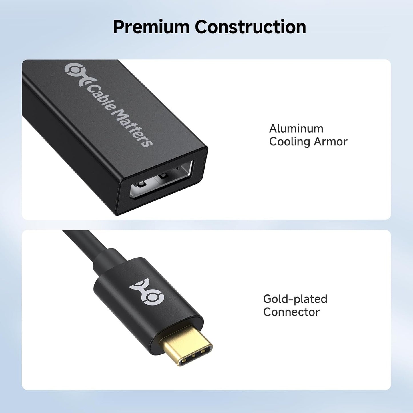 Cable Matters USB C to DisplayPort 1.4 Adapter with 8K@60hz, 4K@144hz and HDR Support - Thunderbolt 4 / USB4 / Thunderbolt 3 Port Compatible with Oculus Rift S, MacBook Pro, Dell XPS, Surface Pro