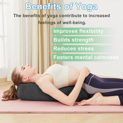 TokSay Restorative Yoga Bolster - Velvet Covered Meditation Pillow for Yin & Prenatal Yoga