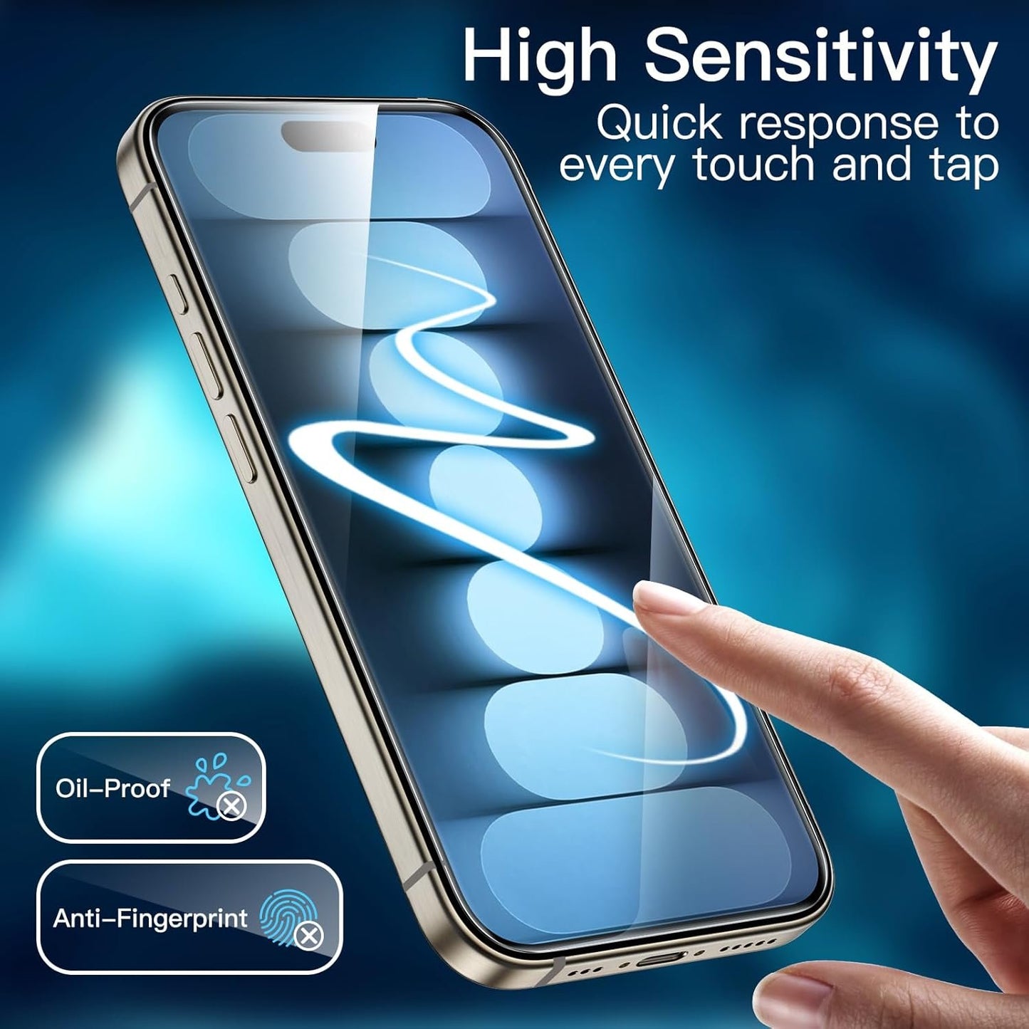 JETech Screen Protector for iPhone 15 Pro Max 6.7-Inch, Bubble Free, Tempered Glass Film with Easy Installation Tool, Case-Friendly, HD Clear, 2-Pack