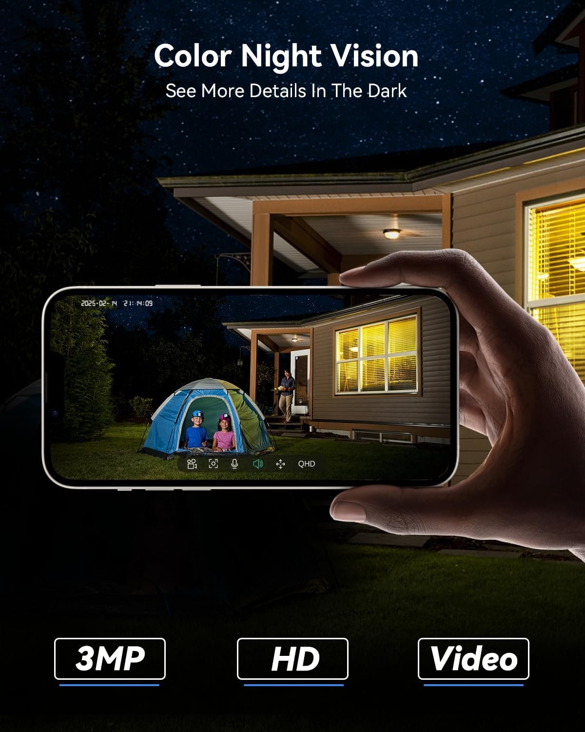 MUBVIEW 5W Solar Security Cameras Wireless Outdoor, 360Â° PTZ Battery Powered Outdoor Camera Plus, 2.4Ghz WiFi Security Camera for Home, 2K, Color Night Vision, Motion Detection,9000 mAh Battery,2 Pcs