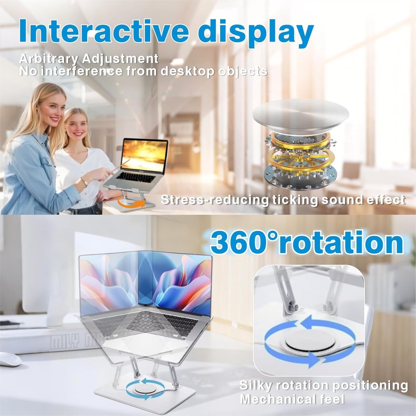 Adjustable Laptop Stand & Cooling Pad with Fan USB Hub Compatible with 10 to 15 Inches Notebook Computer, Ergonomic Computer Riser for Desk, Laptop Radiator-White