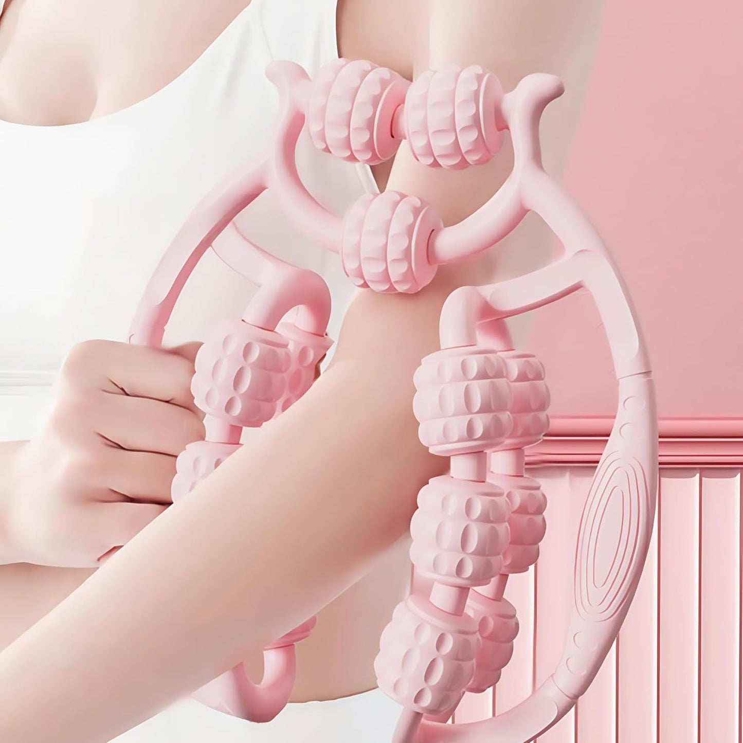 Baychon Circular Leg Clamp Roller for Muscles, Cellulite Remover for Legs Massager Roller Stick (Pink)