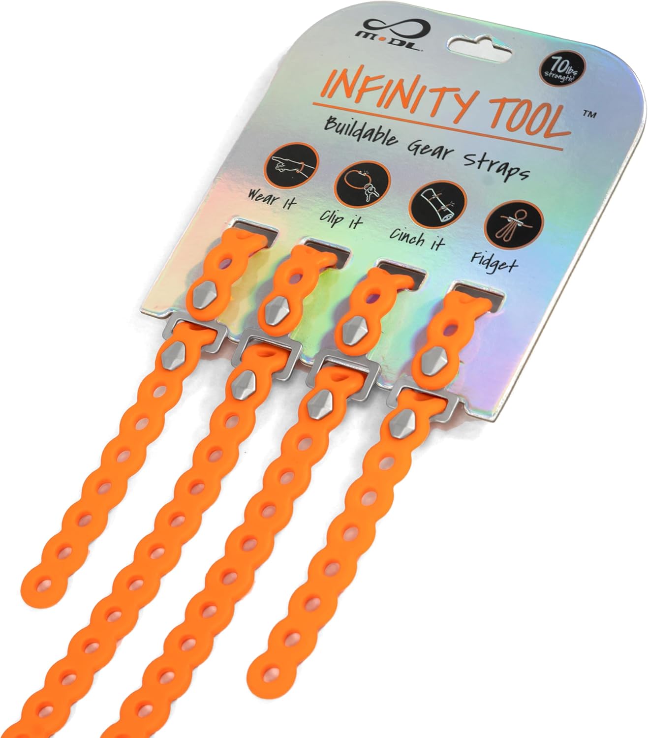 MODL Infinity Tool™ 2.0 Modular Straps (4-Pack) - Flexible Multi-Tool, Gear Strap, Wearable Gadget for Outdoor Adventure, Survival, Camping, Travel, EDC