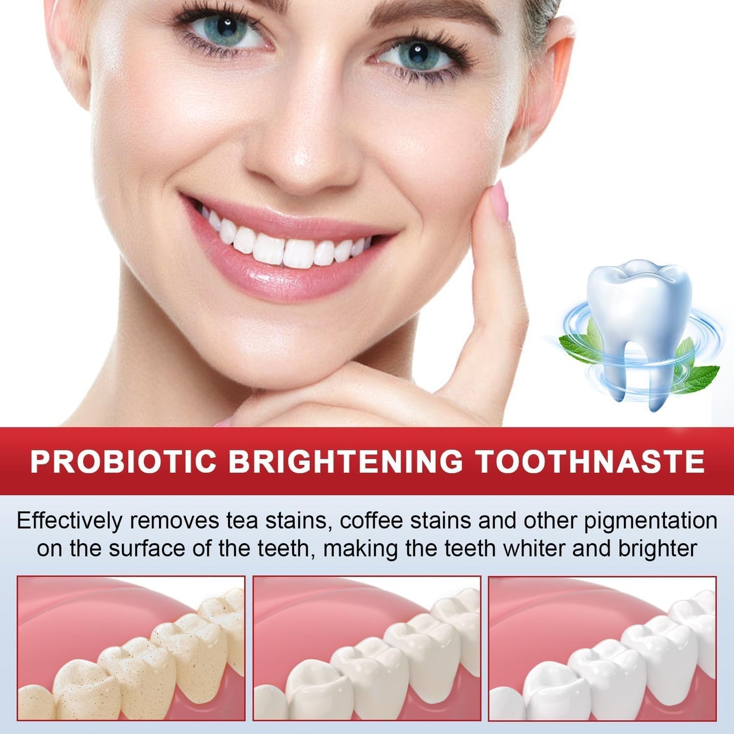 SP-8 Probiotic Toothpaste, SP-8 Ultra Whitening Toothpaste, Fresh Breath, Deep Cleaning Care Toothpaste, Oral Care, 3 PCS