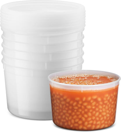 64 oz Food Storage Containers with Lids Pack of 6, Half Gallon Round Plastic Deli Container with Leak-Proof Lid, BPA-Free, Freezer, Dishwasher & Microwave Safe