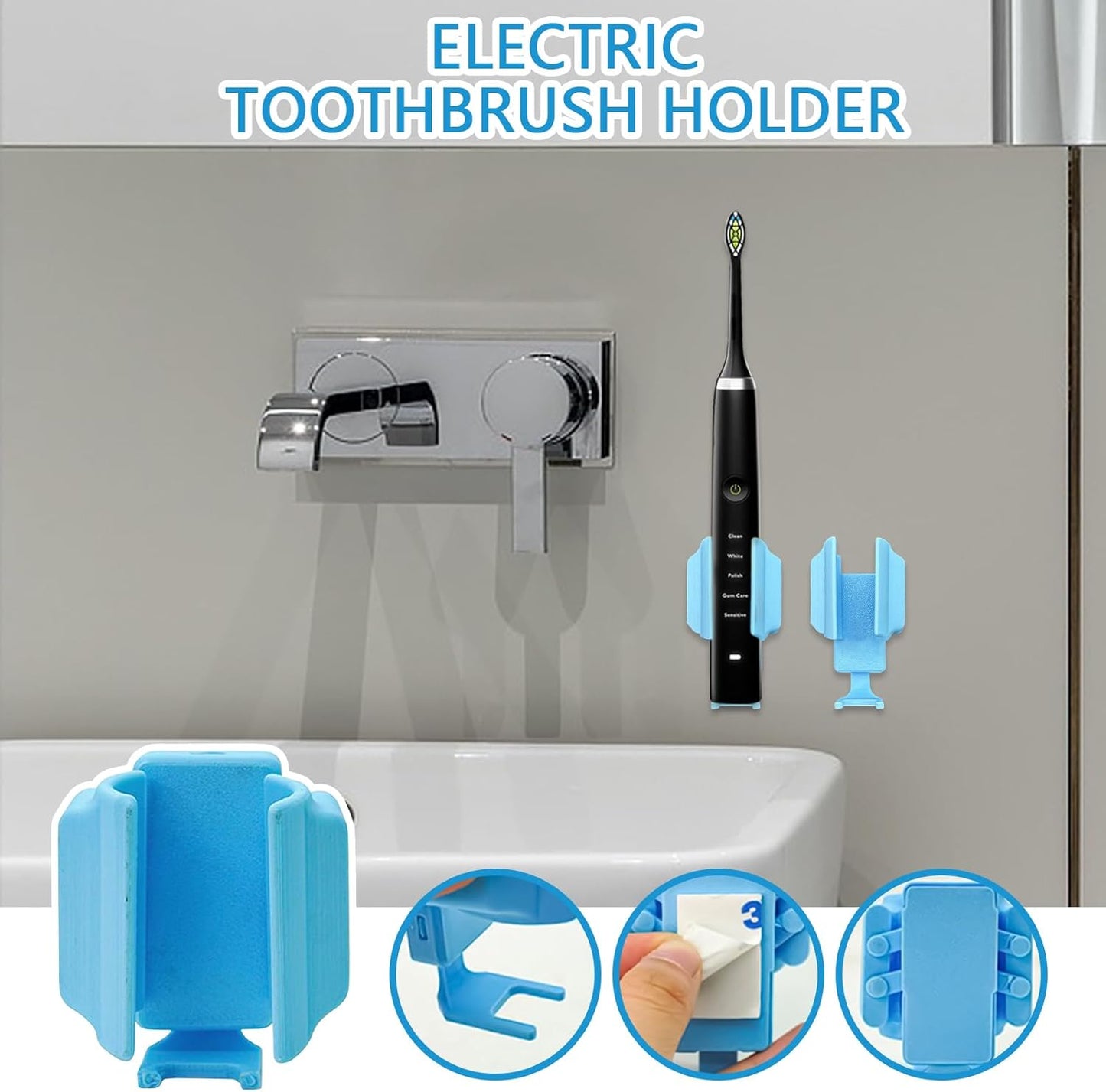 Toothbrush Holder Wall Mounted, Toothbrush Organizer Stand, Multifunctional Adhesive Draining Container for Sink, Makeup Vanity, Rv, Home, Mirror, Counter, 1.97x1.57x2.36 Inches