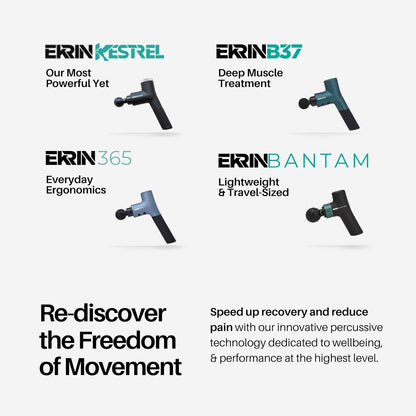 Ekrin Athletics Bantam Mini Massage Gun - Compact Deep Tissue Muscle Massager with Adjustable Speeds & Attachments - Long Battery Life, Lightweight, Travel Friendly - On-The-Go Wellness & Recovery