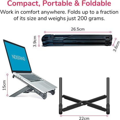 NEXSTAND K7 Lite // New Portable Laptop Stand // Foldable Desktop Notebook Holder Mount- Eye-Level Ergonomic Height Design // Laptop Riser for Notebook, Laptop, iPad and Tablet