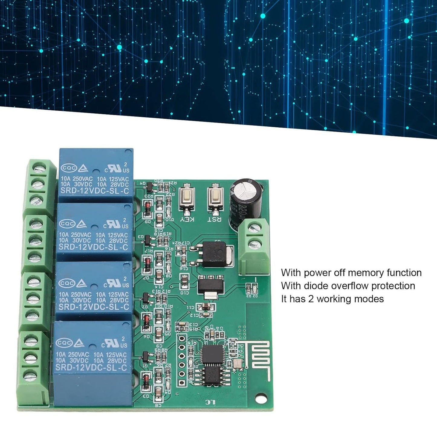 4 Channel Relay Module ESP8266 Chip PCB APP Control Quad Smart Relay Board for Electronic Equipment(DC 12V)