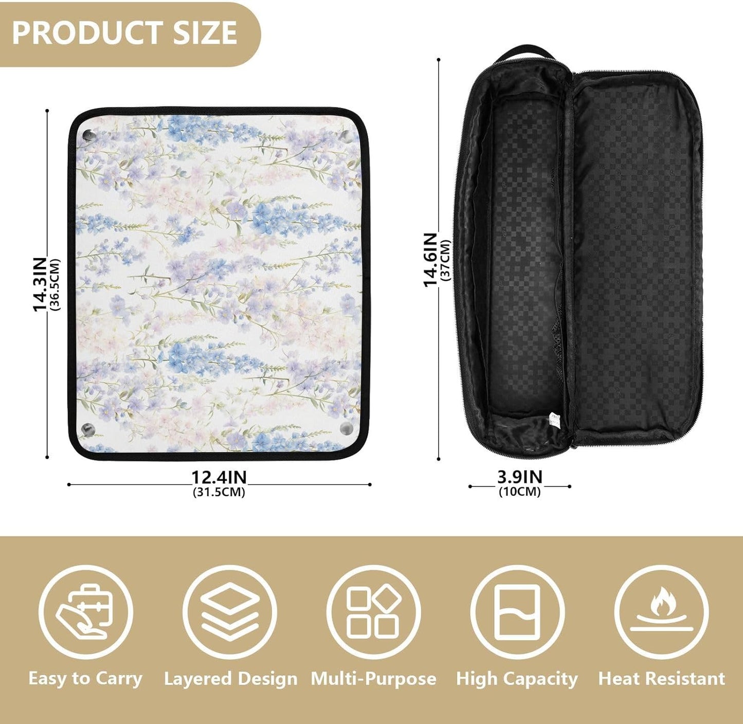 Organizzatore 2 in 1 per strumenti per capelli, con tappetino rimovibile resistente al calore, custodia da viaggio a doppio strato per utensili caldi e accessori per la cura dei capelli, borsa da