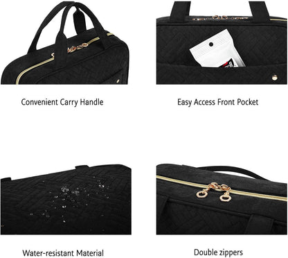 BAGSMART Toiletry Bag Travel Bag with Hanging Hook, Water-Resistant Makeup Cosmetic Bag Travel Organizer for Accessories, Shampoo, Full Sized Container, Toiletries, Black Medium